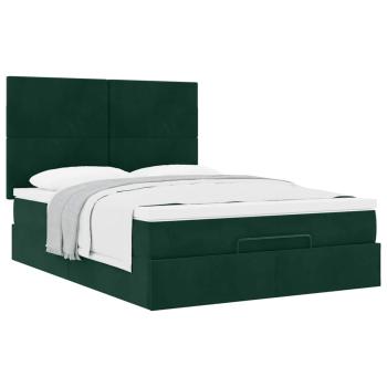Ottoman-Bett mit Matratzen Dunkelgrün 140x190 cm Samt