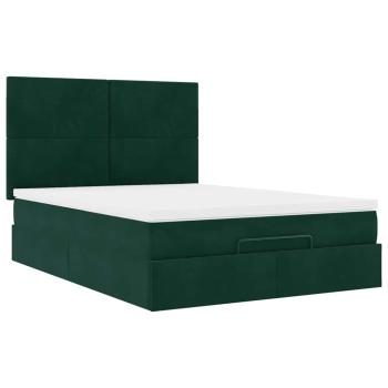 Ottoman-Bett mit Matratzen Dunkelgrün 140x190 cm Samt