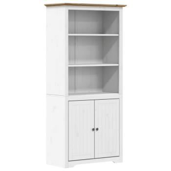 B?cherregal BODO Wei? und Braun 82x40x173 cm Massivholz Kiefer
