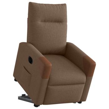 Relaxsessel mit Aufstehhilfe Elektrisch Braun Stoff
