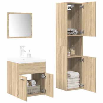 ARDEBO.de - 4-tlg. Badmöbel-Set Sonoma-Eiche Holzwerkstoff