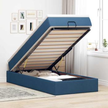 ARDEBO.de - Ottoman-Bett mit Matratze Blau 80x200 cm Stoff