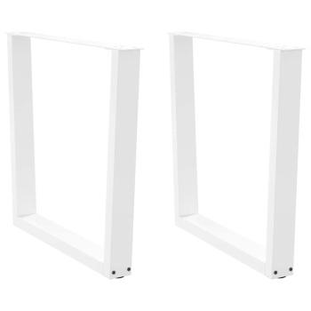 ARDEBO.de - Esstischbeine V-Form 2 Stück Weiß 90x(72-73,3) cm Stahl