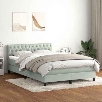 ARDEBO.de - Boxspringbett mit Matratze & LED Hellgrau 160x210 cm Samt