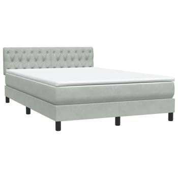 Boxspringbett mit Matratze & LED Hellgrau 160x210 cm Samt