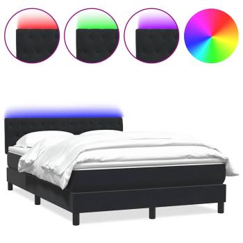 Boxspringbett mit Matratze & LED Schwarz 160x210 cm Samt