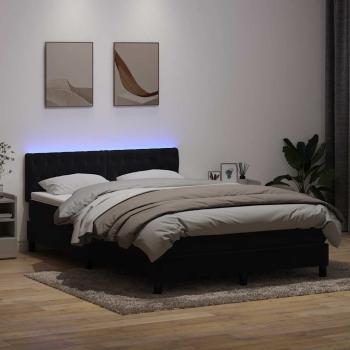 Boxspringbett mit Matratze & LED Schwarz 160x210 cm Samt