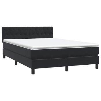 Boxspringbett mit Matratze & LED Schwarz 160x210 cm Samt