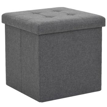 ARDEBO.de - Hocker mit Stauraum Dunkelgrau Leinenoptik