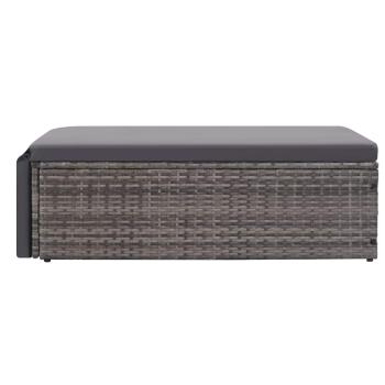 2-tlg. Garten-Lounge-Set mit Auflagen Poly Rattan Grau