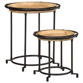 ARDEBO.de - 2-tlg. Beistelltisch-Set Massivholz Mango