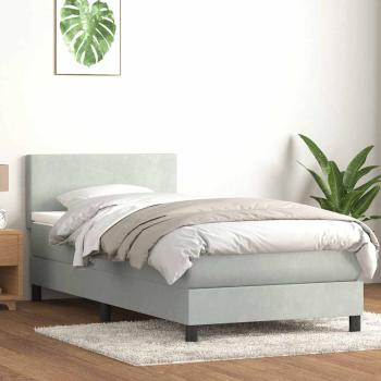 ARDEBO.de - Boxspringbett mit Matratze Hellgrau 80x210 cm Samt