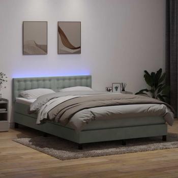 ARDEBO.de - Boxspringbett mit Matratze & LED Hellgrau 160x210 cm Samt