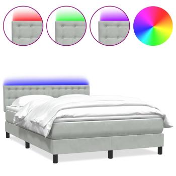 Boxspringbett mit Matratze & LED Hellgrau 160x210 cm Samt