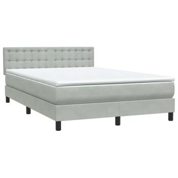 Boxspringbett mit Matratze & LED Hellgrau 160x210 cm Samt