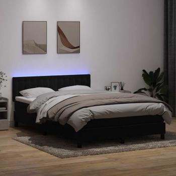 ARDEBO.de - Boxspringbett mit Matratze & LED Schwarz 160x210 cm Samt