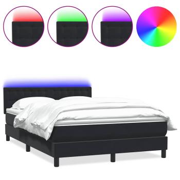 Boxspringbett mit Matratze & LED Schwarz 160x210 cm Samt