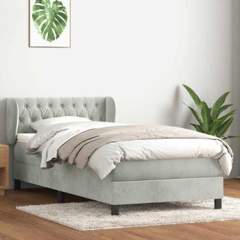 ARDEBO.de - Boxspringbett mit Matratze Hellgrau 80x210 cm Samt