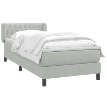 Boxspringbett mit Matratze Hellgrau 80x210 cm Samt
