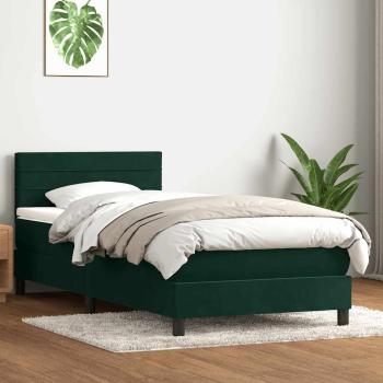 ARDEBO.de - Boxspringbett mit Matratze Dunkelgrün 80x220 cm Samt