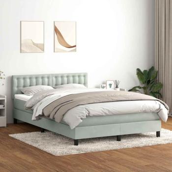 ARDEBO.de - Boxspringbett mit Matratze Hellgrau 160x210 cm Samt