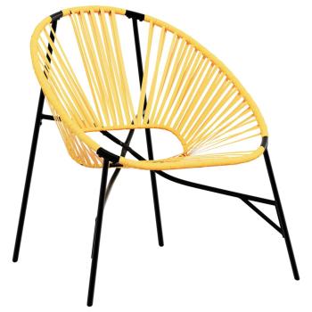 Gartenstuhl-Set 3-tlg. Schwarz und Gelb Poly Rattan