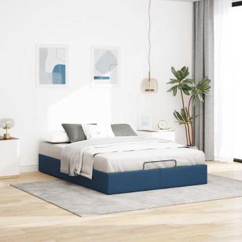 Ottoman-Bett ohne Matratze Blau 140x190 cm Stoff