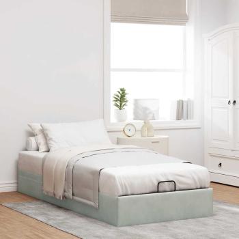 Ottoman-Bett ohne Matratze Hellgrau 90x190 cm Samt