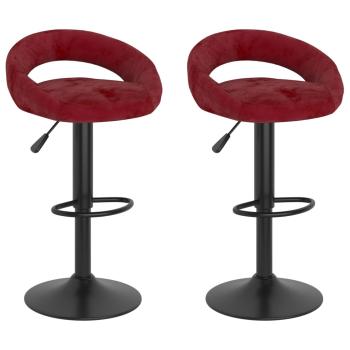 ARDEBO.de - Barhocker 2 Stk. Weinrot Samt