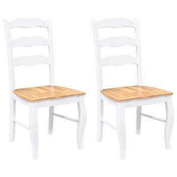Esszimmerst?hle 2 Stk. Wei? Massivholz Gummibaum