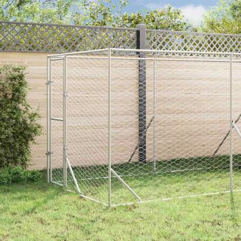 ARDEBO.de - Outdoor-Hundezwinger mit Dach Silbern 2x6x2,5m Verzinkter Stahl