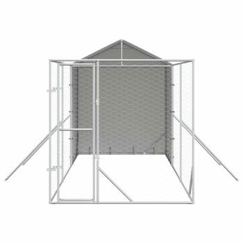 Outdoor-Hundezwinger mit Dach Silbern 2x6x2,5m Verzinkter Stahl