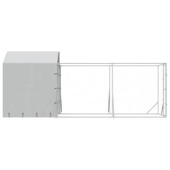 Outdoor-Hundezwinger mit Dach Silbern 2x6x2,5m Verzinkter Stahl