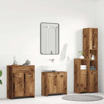 ARDEBO.de - 4-tlg. Badmöbel-Set Altholz-Optik Holzwerkstoff