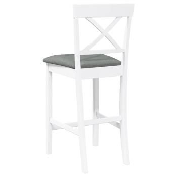 Barhocker mit Kissen 2 Stk. Weiß Massivholz Gummibaum