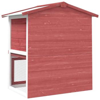 Kaninchenstall 3 Türen Rot Holz