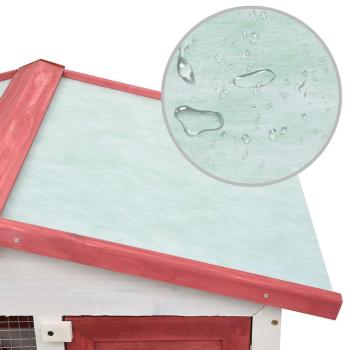 Kaninchenstall 3 Türen Rot Holz