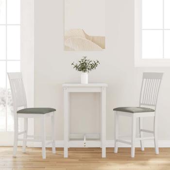 ARDEBO.de - Barhocker mit Kissen 2 Stk. Wei? Massivholz Gummibaum