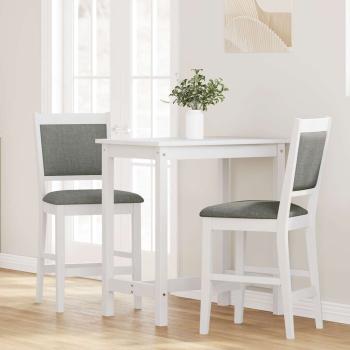 Barhocker mit Kissen 2 Stk. Weiß Massivholz Gummibaum