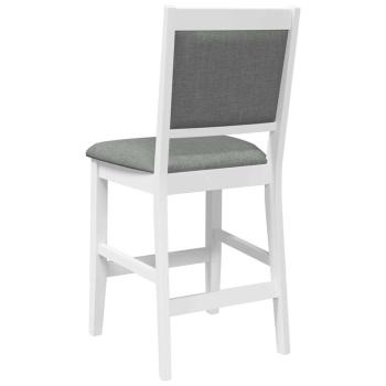 Barhocker mit Kissen 2 Stk. Weiß Massivholz Gummibaum