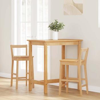 Barhocker 2 Stk. Natur Massivholz Gummibaum