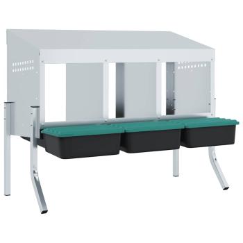 Hühner-Nistkasten 3 Fächer mit Beinen Verzinkter Stahl