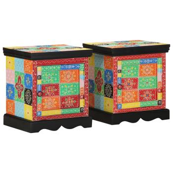 ARDEBO.de - Nachttisch 2 Stk. Mehrfarbig 40x35x45 cm Massivholz Mango