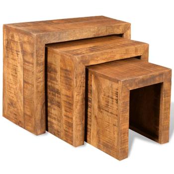 ARDEBO.de - Satztisch-Set 3-tlg. Massivholz Mango