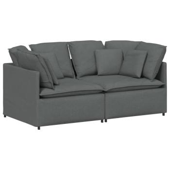 Modulares Sofa mit Kissen Stoff Dunkelgrau