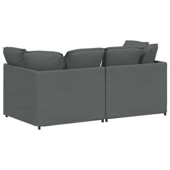 Modulares Sofa mit Kissen Stoff Dunkelgrau