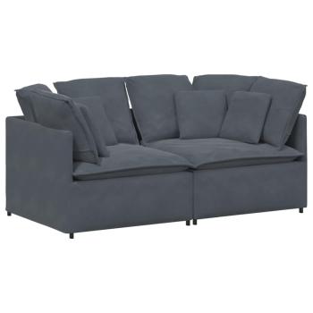 Modulares Sofa mit Kissen Samt Dunkelgrau