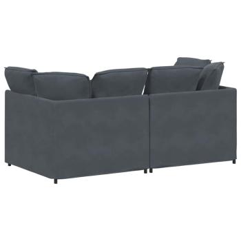 Modulares Sofa mit Kissen Samt Dunkelgrau
