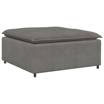 Modulares Sofa mit Fußhocker Kissen Cordstoff Hellgrau