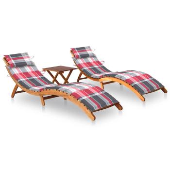 ARDEBO.de - Sonnenliegen 2 Stk. mit Tisch und Auflagen Massivholz Akazie